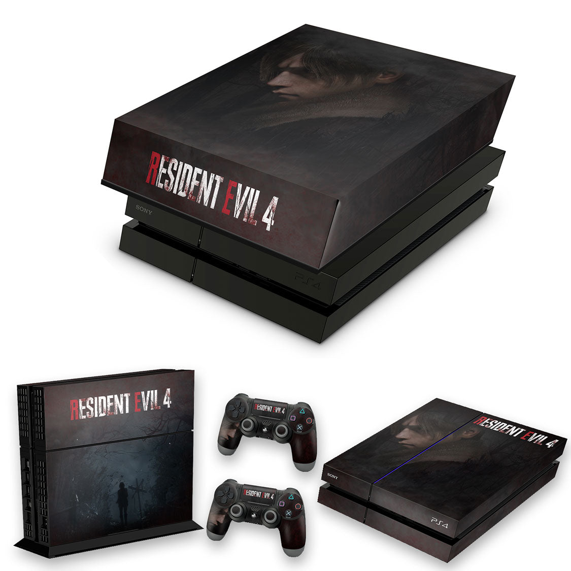 KIT PS4 Fat Skin Anti-Rage e Capa Anti Poeira - Resident Evil 4 Remake
