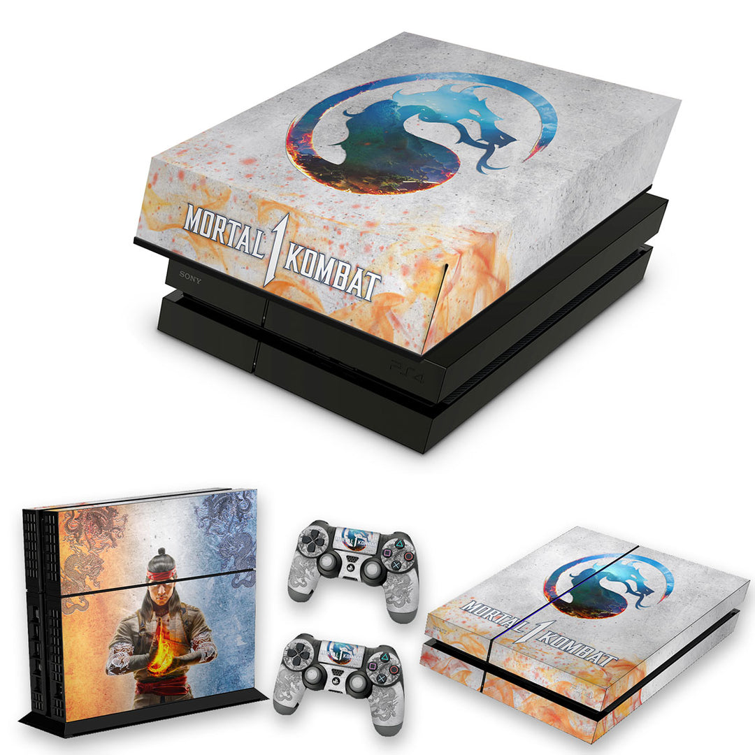 KIT Capa Anti Poeira e Skin Anti-Rage PS4 Fat - Mortal Kombat 1 - Pop Arte Skins