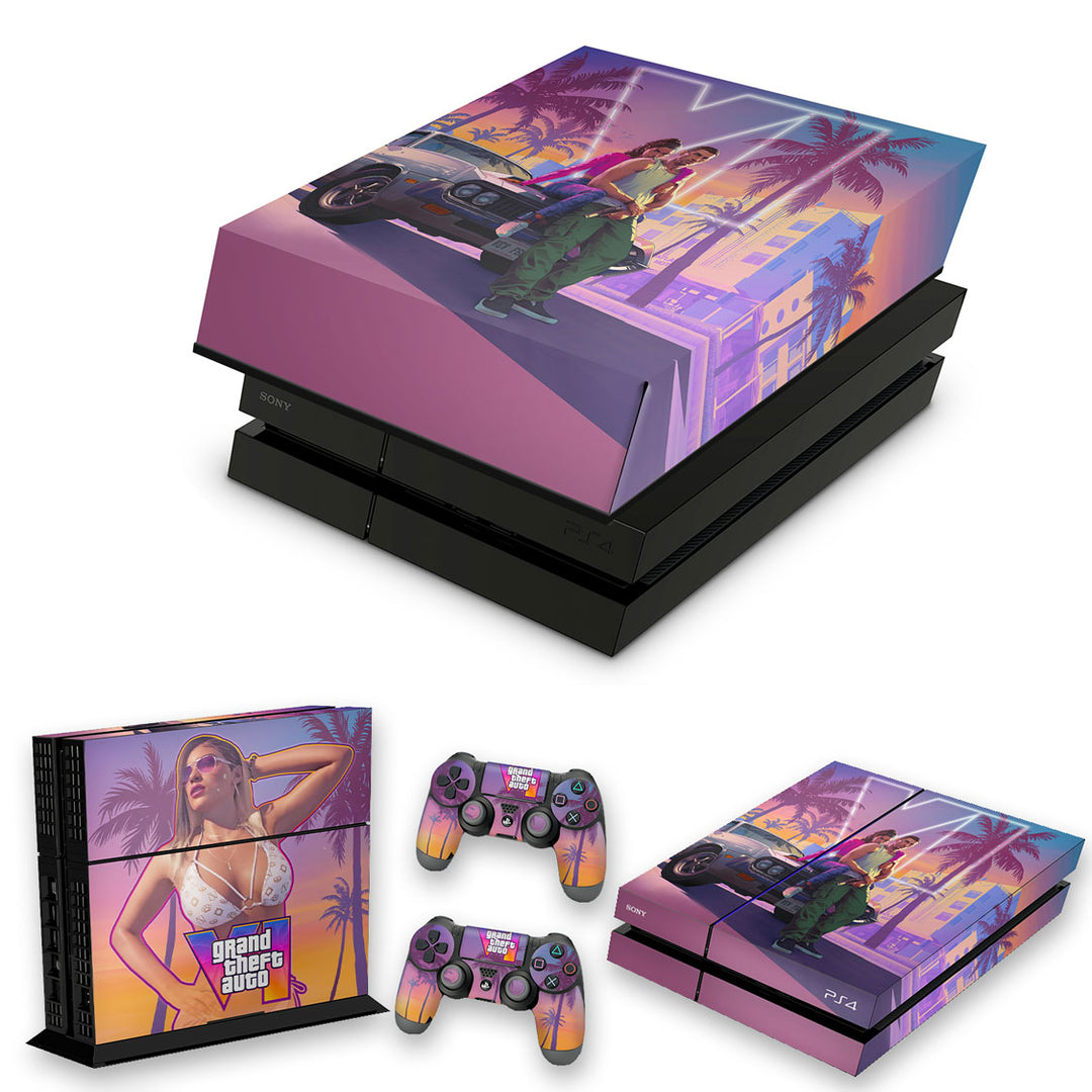 KIT Capa Anti Poeira e Skin Anti-Rage PS4 Fat - GTA 6 VI - Pop Arte Skins