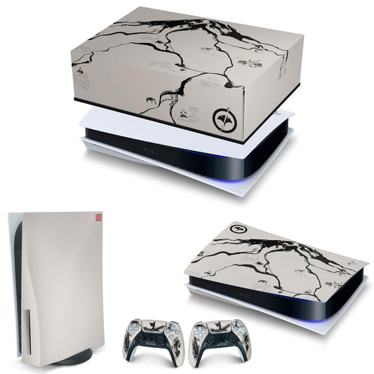 KIT PS5 Fat Capa Anti Poeira e Skin Anti-Rage Horizontal - Ghost Of Yotei