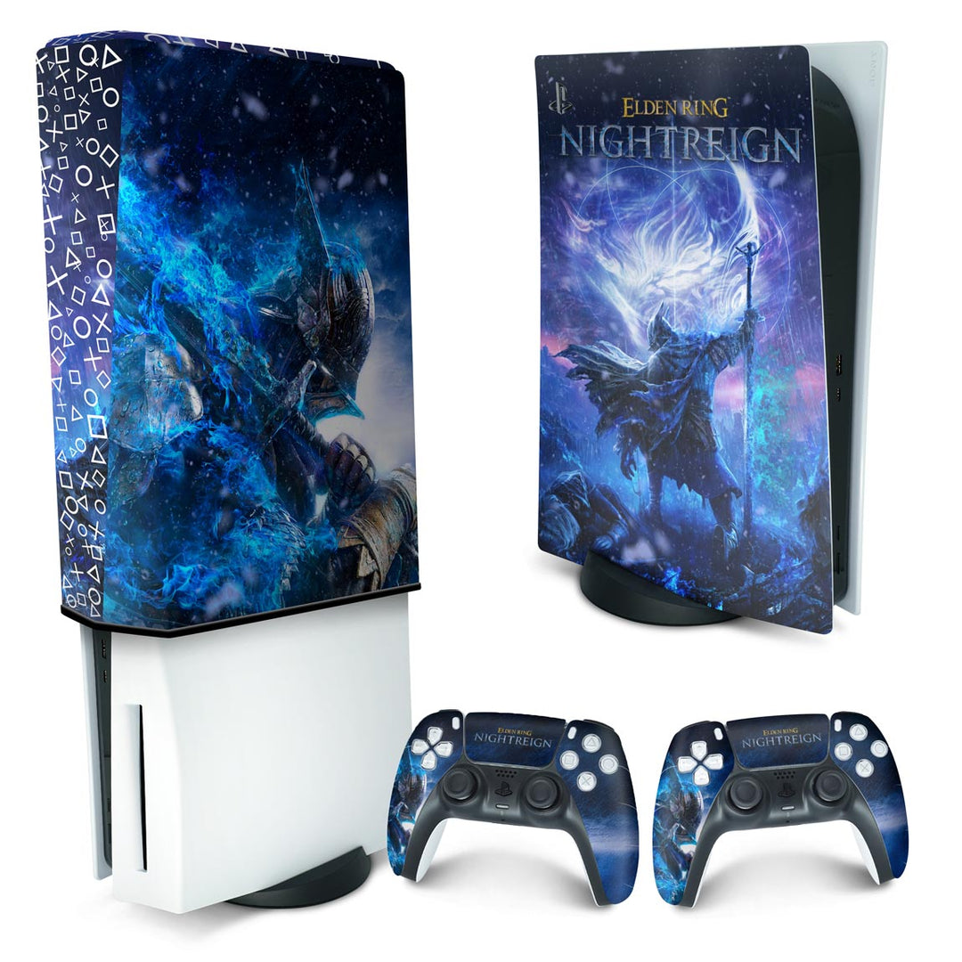 KIT Capa Anti Poeira e Skin Anti-Rage PS5 Fat Vertical - Elden Ring Nightreign - Pop Arte Skins