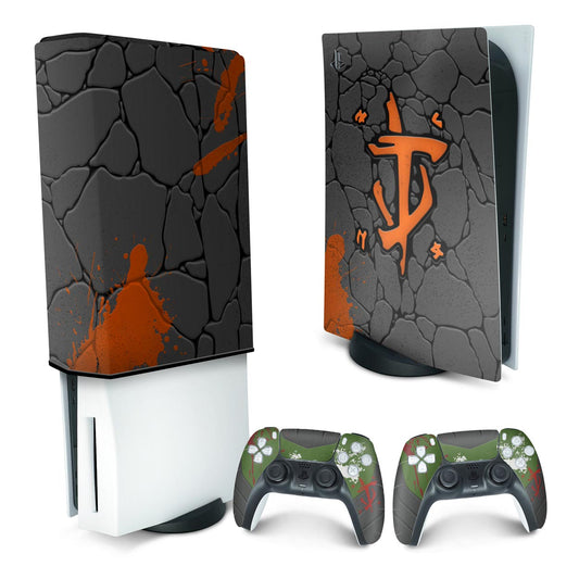 KIT Capa Anti Poeira e Skin Anti-Rage PS5 Fat Vertical - Doom: The Dark Ages