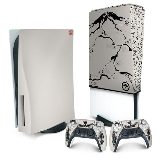 KIT PS5 Fat Skin Anti-Rage e Capa Anti Poeira Vertical - Ghost Of Yotei