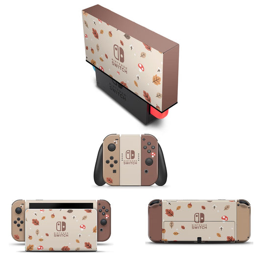 KIT Nintendo Switch Oled Skin Anti-Rage e Capa Anti Poeira - Outono
