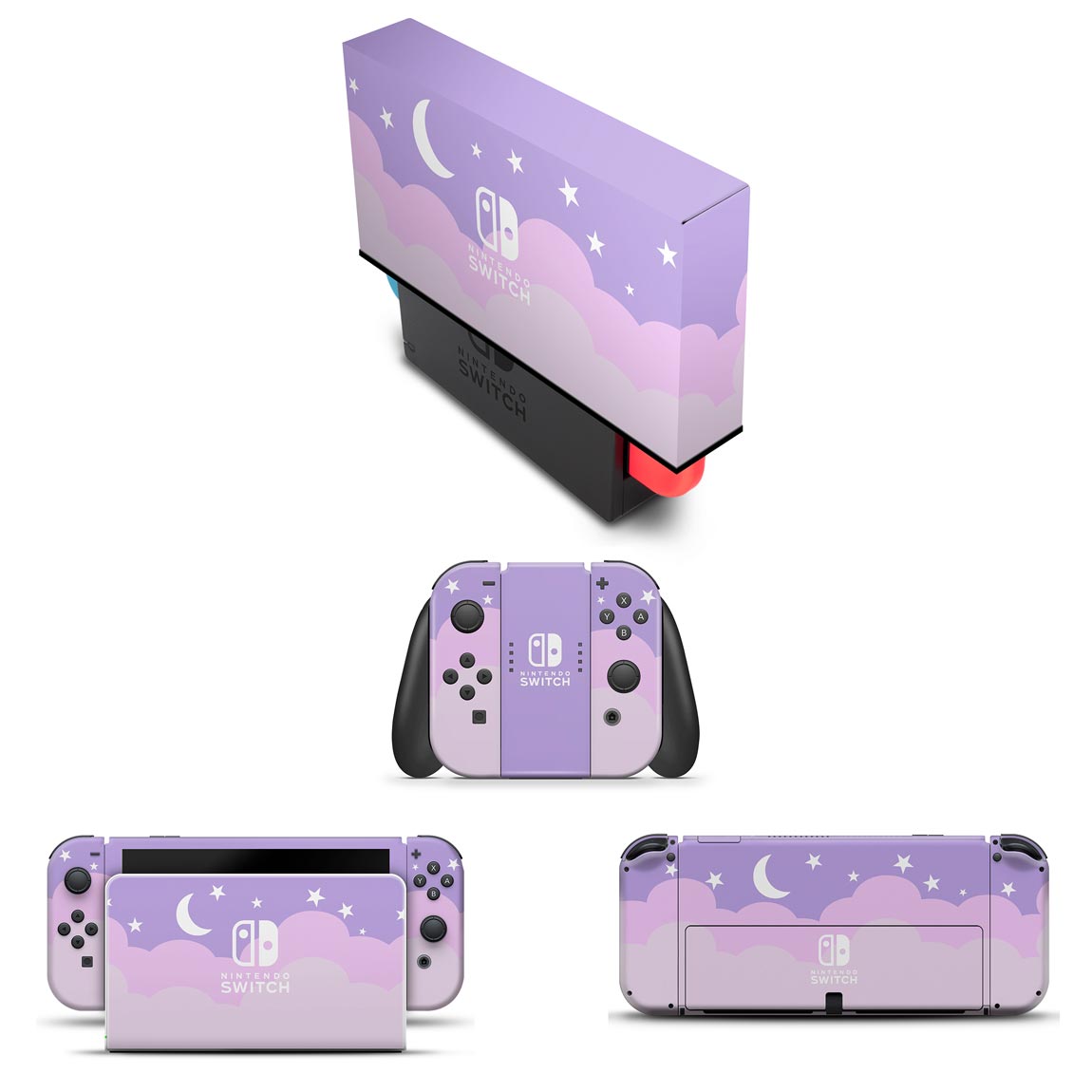 KIT Nintendo Switch Oled Skin Anti-Rage e Capa Anti Poeira - Noite Estrelada