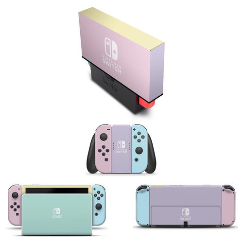 KIT Capa Anti Poeira e Skin Anti-Rage Nintendo Switch 1 Oled - Tons Pastel