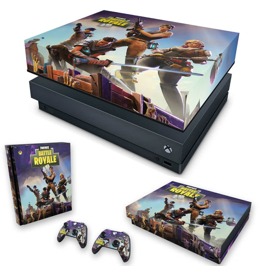 KIT Xbox One X Skin Anti-Rage e Capa Anti Poeira - Fortnite Battle Royale