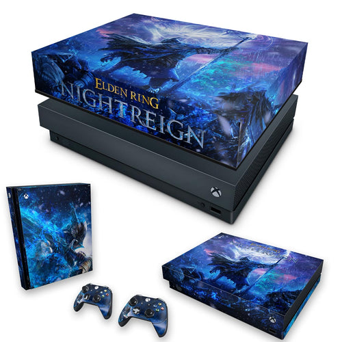 KIT Capa Anti Poeira e Skin Anti-Rage Xbox One X - Elden Ring Nightreign