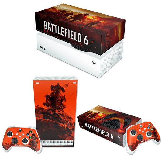 KIT Xbox Series S Skin Anti-Rage e Capa Anti Poeira Horizontal - Battlefield 6