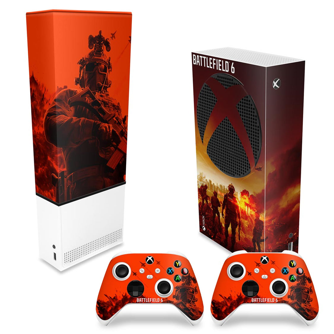 KIT Capa Anti Poeira e Skin Anti-Rage Xbox Series S Vertical - Battlefield 6