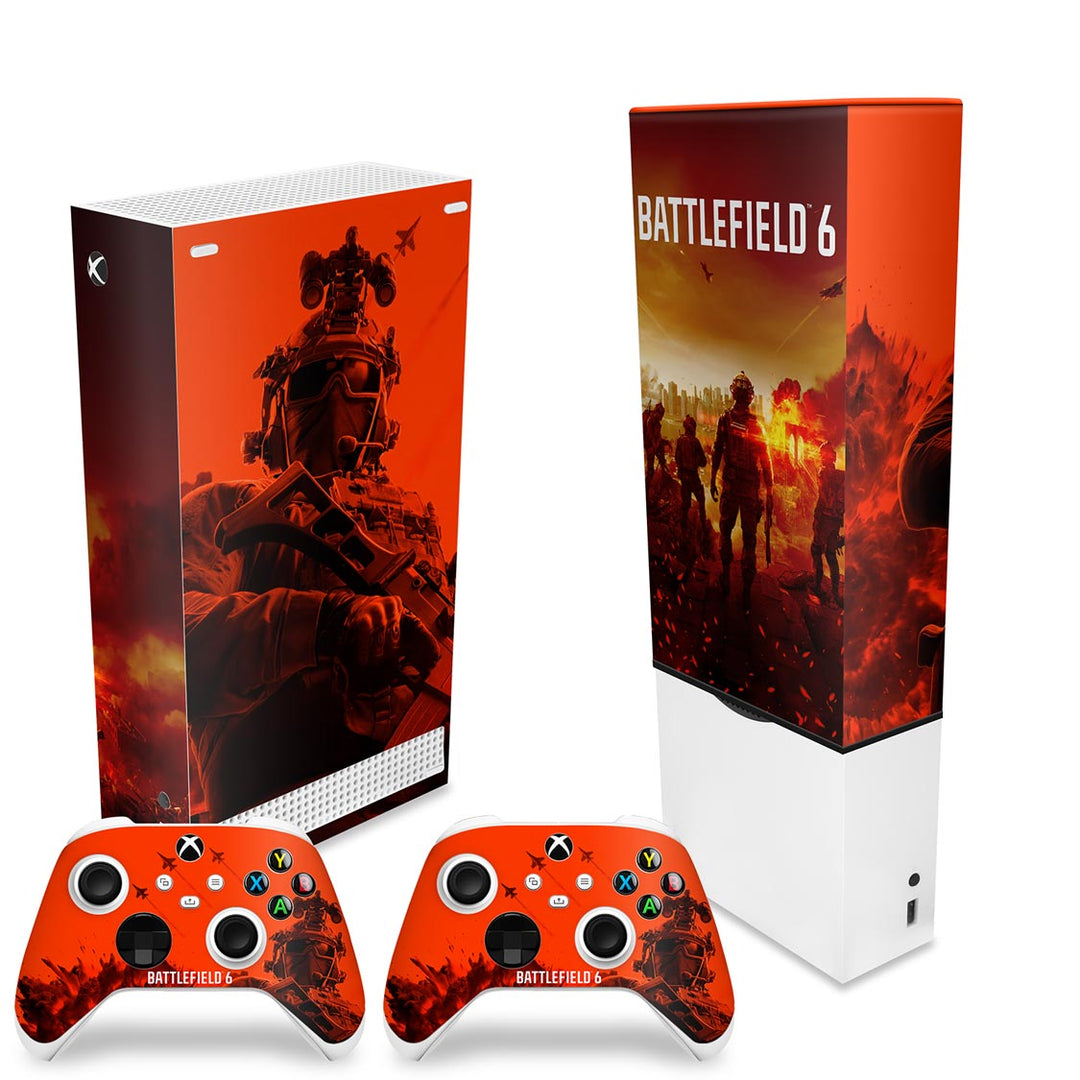 KIT Capa Anti Poeira e Skin Anti-Rage Xbox Series S Vertical - Battlefield 6 - Pop Arte Skins - foto 2