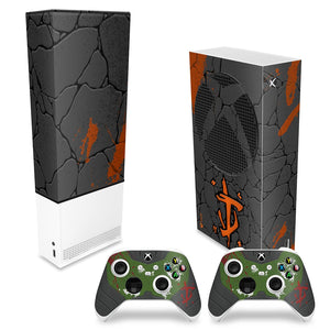 KIT Capa Anti Poeira e Skin Anti-Rage Xbox Series S Vertical - Doom: The Dark Ages - Pop Arte Skins
