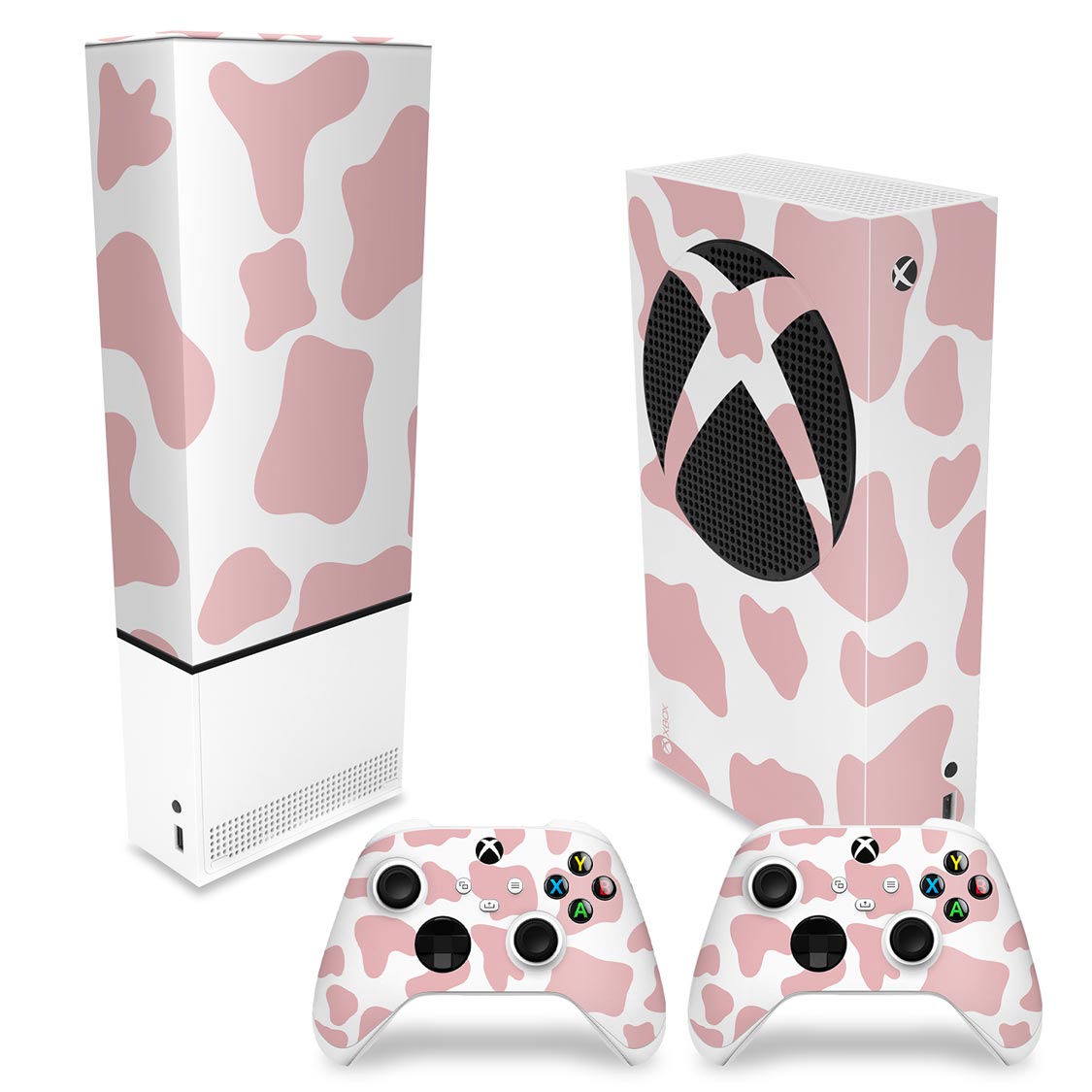 KIT Xbox Series S Capa Anti Poeira e Skin Anti-Rage Vertical - Vaquinha Rosa