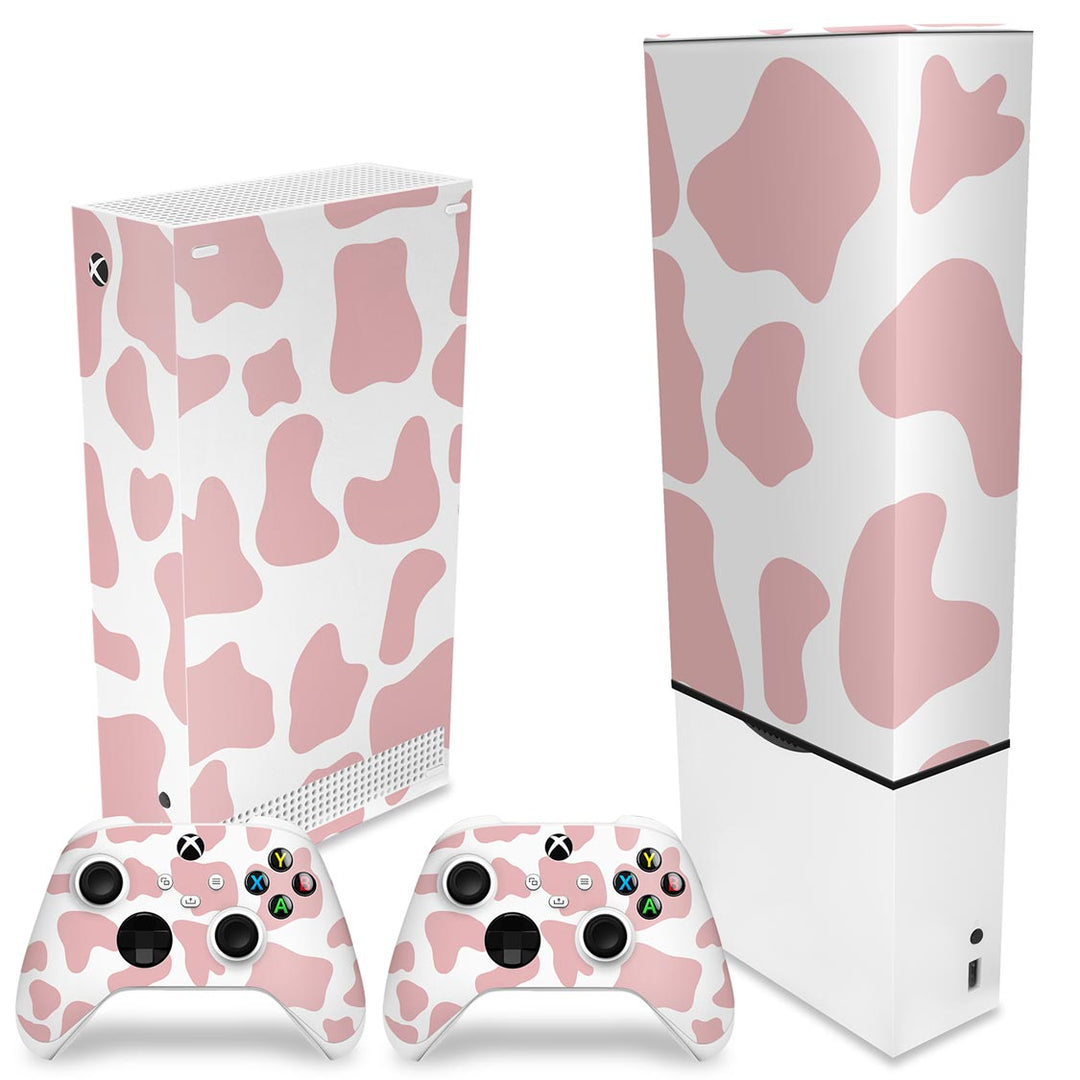 KIT Capa Anti Poeira e Skin Anti-Rage Xbox Series S Vertical - Vaquinha Rosa - Pop Arte Skins - foto 2