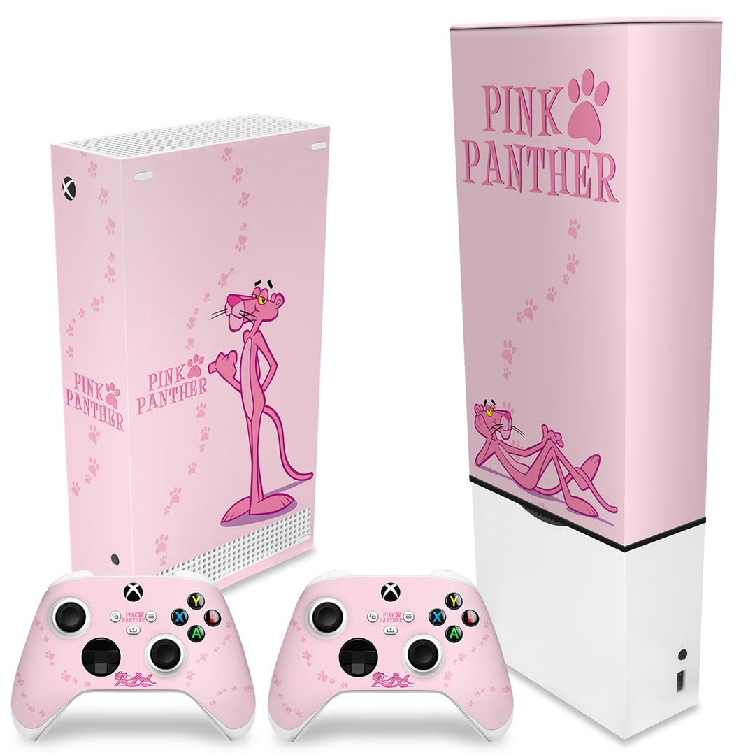KIT Capa Anti Poeira e Skin Anti-Rage Xbox Series S Vertical - Pantera Cor de Rosa - Pop Arte Skins - foto 2