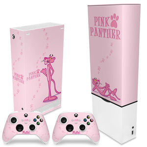 KIT Capa Anti Poeira e Skin Anti-Rage Xbox Series S Vertical - Pantera Cor de Rosa - Pop Arte Skins - foto 2