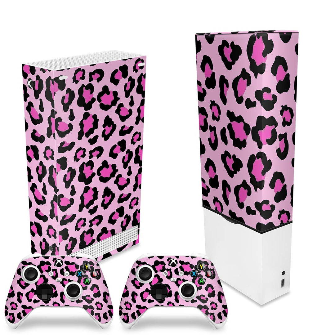 KIT Capa Anti Poeira e Skin Anti-Rage Xbox Series S Vertical - Onça Rosa - Pop Arte Skins - foto 2