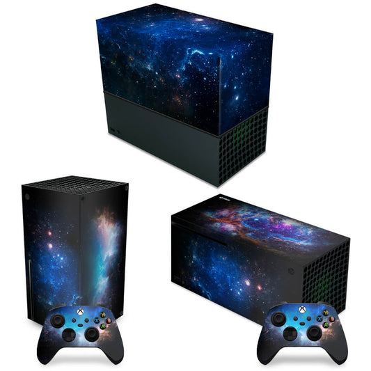 KIT Xbox Series X Capa Anti Poeira e Skin Anti-Rage Horizontal - Universo Cosmos