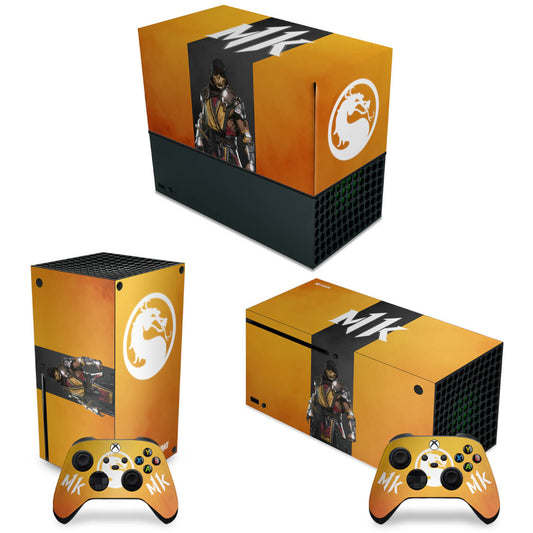 KIT Xbox Series X Capa Anti Poeira e Skin Anti-Rage Horizontal - Mortal Kombat 11