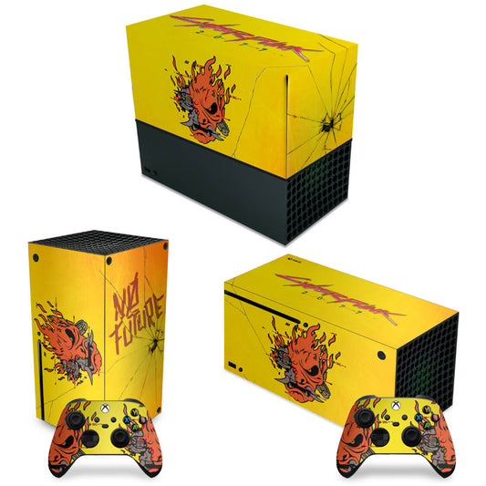 KIT Xbox Series X Capa Anti Poeira e Skin Anti-Rage Horizontal - Cyberpunk 2077