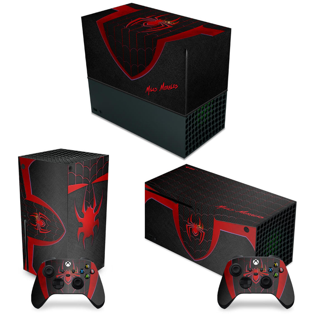 KIT Capa Anti Poeira e Skin Anti-Rage Xbox Series X Horizontal - Spider-Man: Miles Morales - Pop Arte Skins
