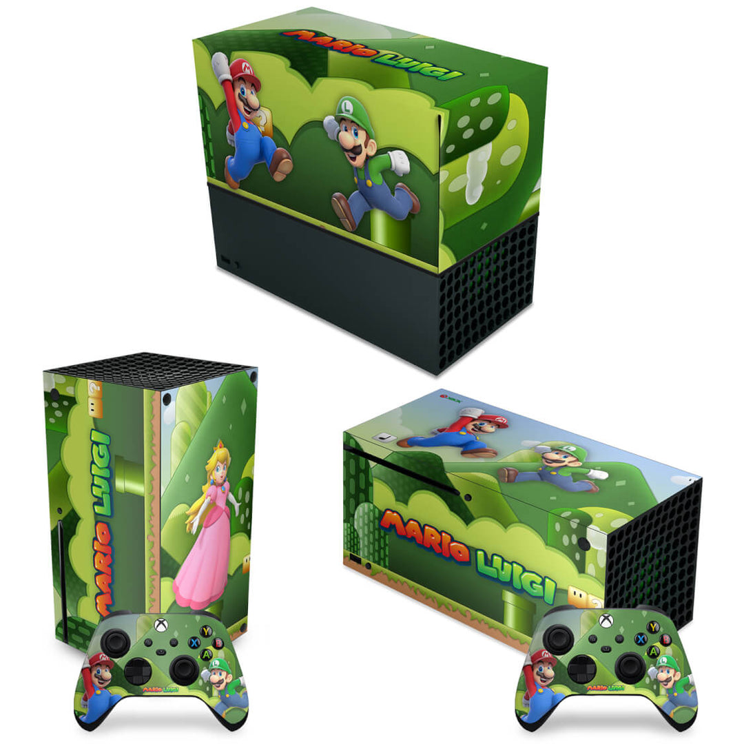 KIT Capa Anti Poeira e Skin Anti-Rage Xbox Series X Horizontal - Super Mario - Pop Arte Skins