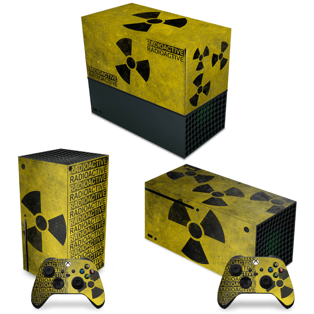 KIT Capa Anti Poeira e Skin Anti-Rage Xbox Series X Horizontal - Radioativo - Pop Arte Skins