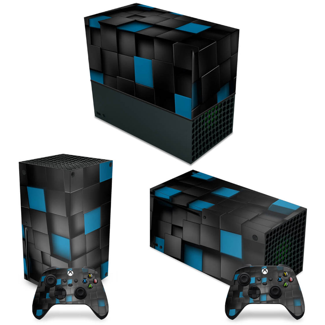 KIT Capa Anti Poeira e Skin Anti-Rage Xbox Series X Horizontal - Cubos - Pop Arte Skins