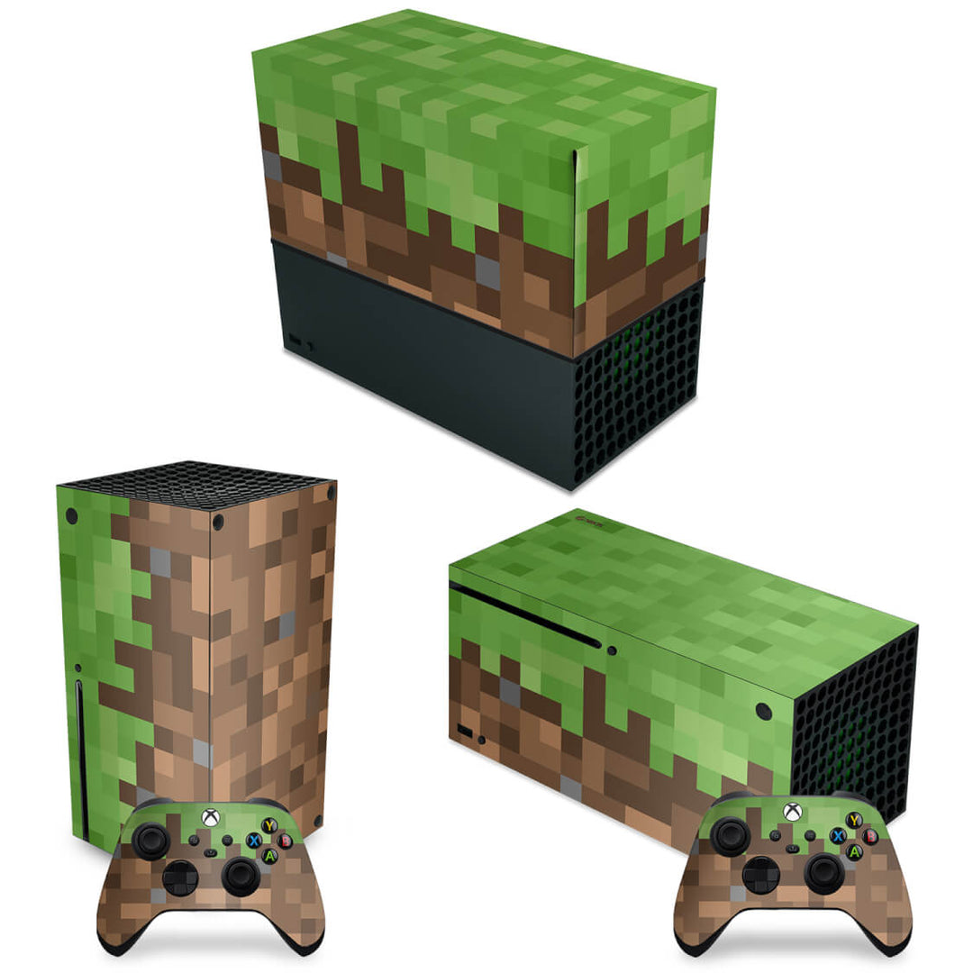 KIT Capa Anti Poeira e Skin Anti-Rage Xbox Series X Horizontal - Minecraft - Pop Arte Skins