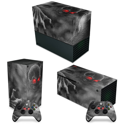 KIT Capa Anti Poeira e Skin Anti-Rage Xbox Series X Horizontal - Caveira Skull