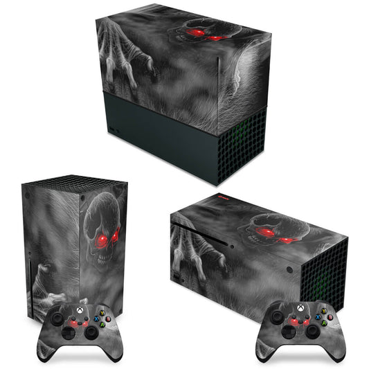 KIT Xbox Series X Capa Anti Poeira e Skin Anti-Rage Horizontal - Caveira Skull