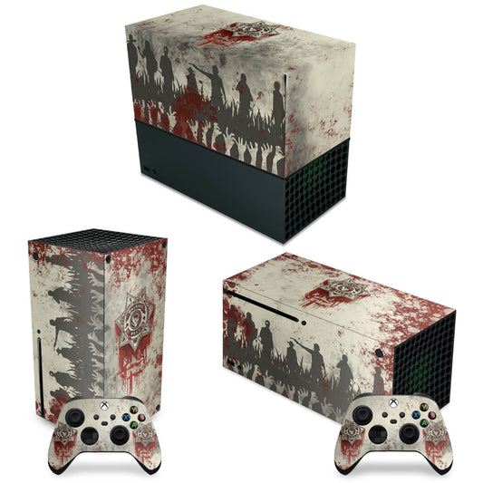 KIT Xbox Series X Capa Anti Poeira e Skin Anti-Rage Horizontal - The Walking Dead