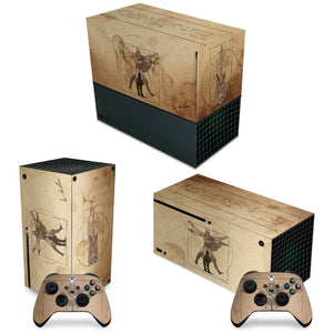 KIT Capa Anti Poeira e Skin Anti-Rage Xbox Series X Horizontal - Assassin’S Creed Vitruviano - Pop Arte Skins