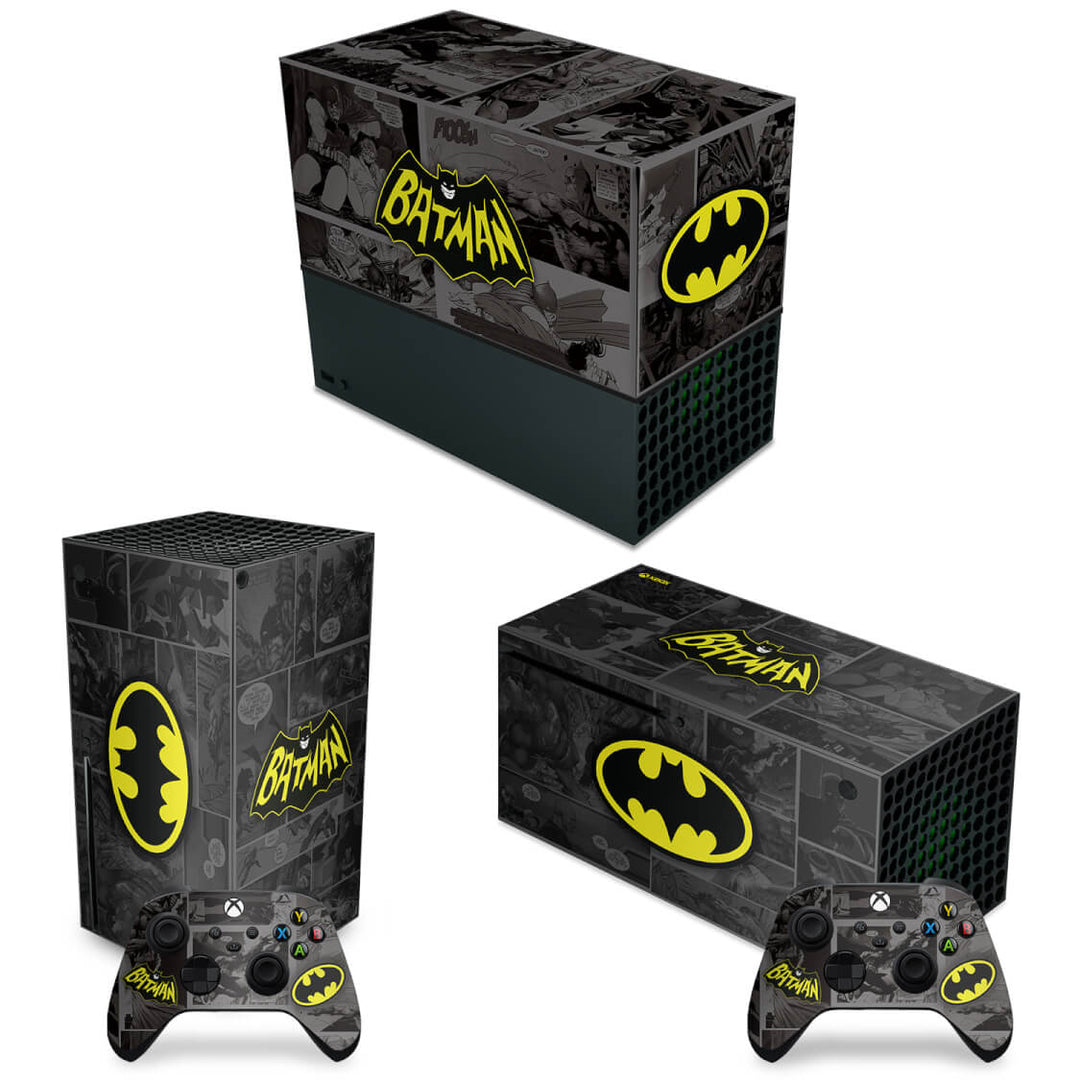 KIT Capa Anti Poeira e Skin Anti-Rage Xbox Series X Horizontal - Batman Comics - Pop Arte Skins