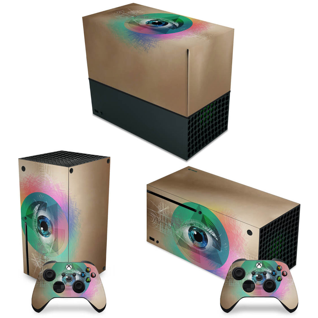 KIT Capa Anti Poeira e Skin Anti-Rage Xbox Series X Horizontal - Abstrato #89 - Pop Arte Skins