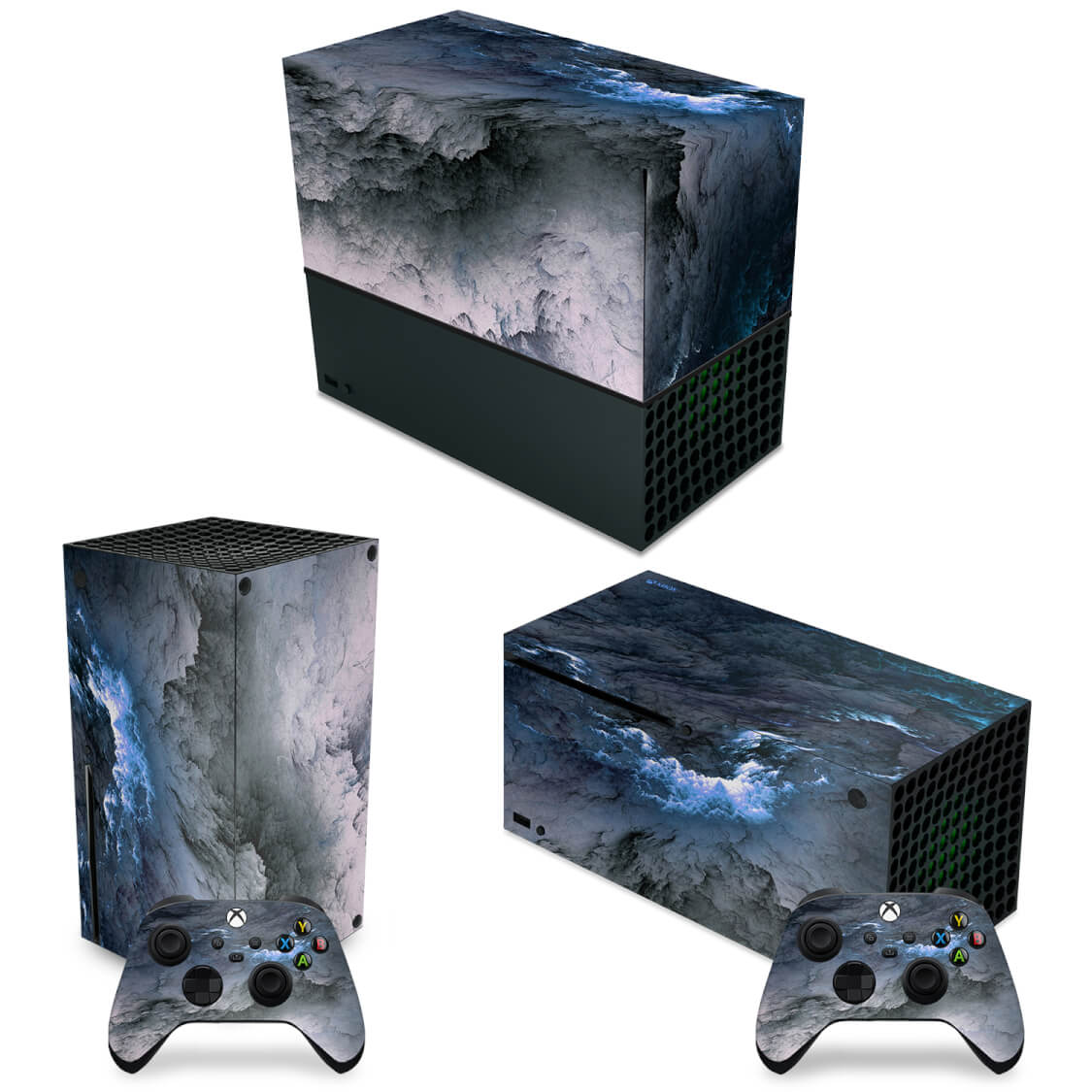 KIT Xbox Series X Capa Anti Poeira e Skin Anti-Rage Horizontal - Abstrato #91