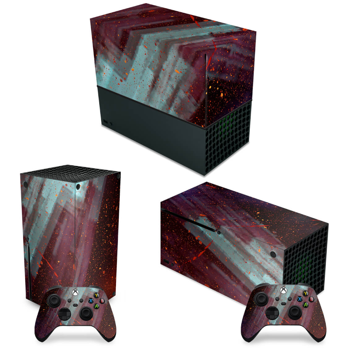 KIT Xbox Series X Capa Anti Poeira e Skin Anti-Rage Horizontal - Abstrato #100