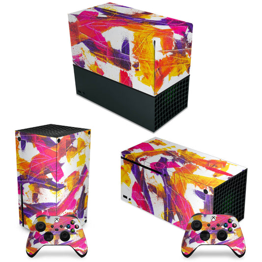 KIT Xbox Series X Capa Anti Poeira e Skin Anti-Rage Horizontal - Abstrato #103