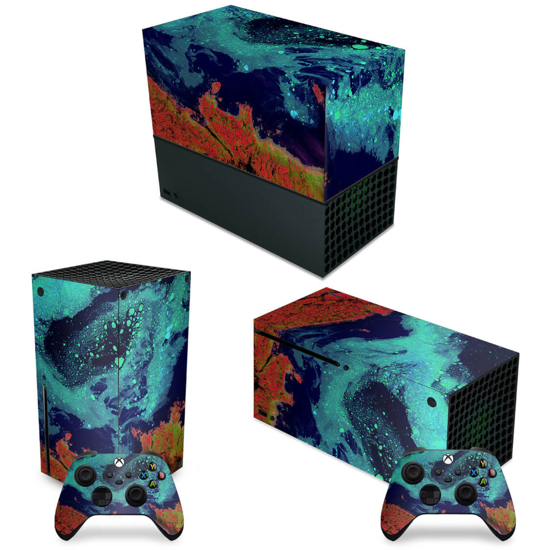 KIT Capa Anti Poeira e Skin Anti-Rage Xbox Series X Horizontal - Abstrato #105 - Pop Arte Skins