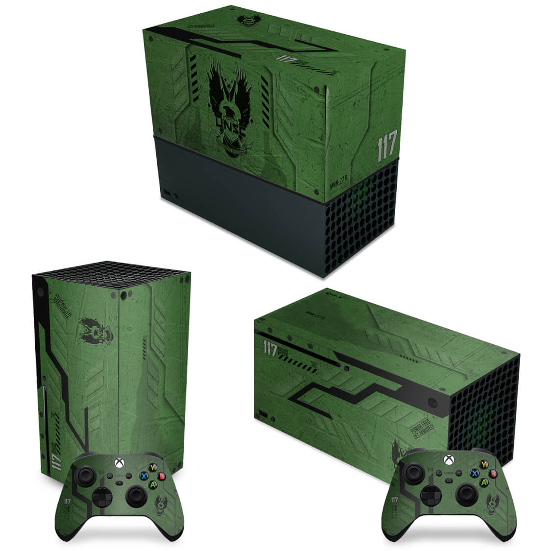 KIT Xbox Series X Capa Anti Poeira e Skin Anti-Rage Horizontal - Halo Infinite