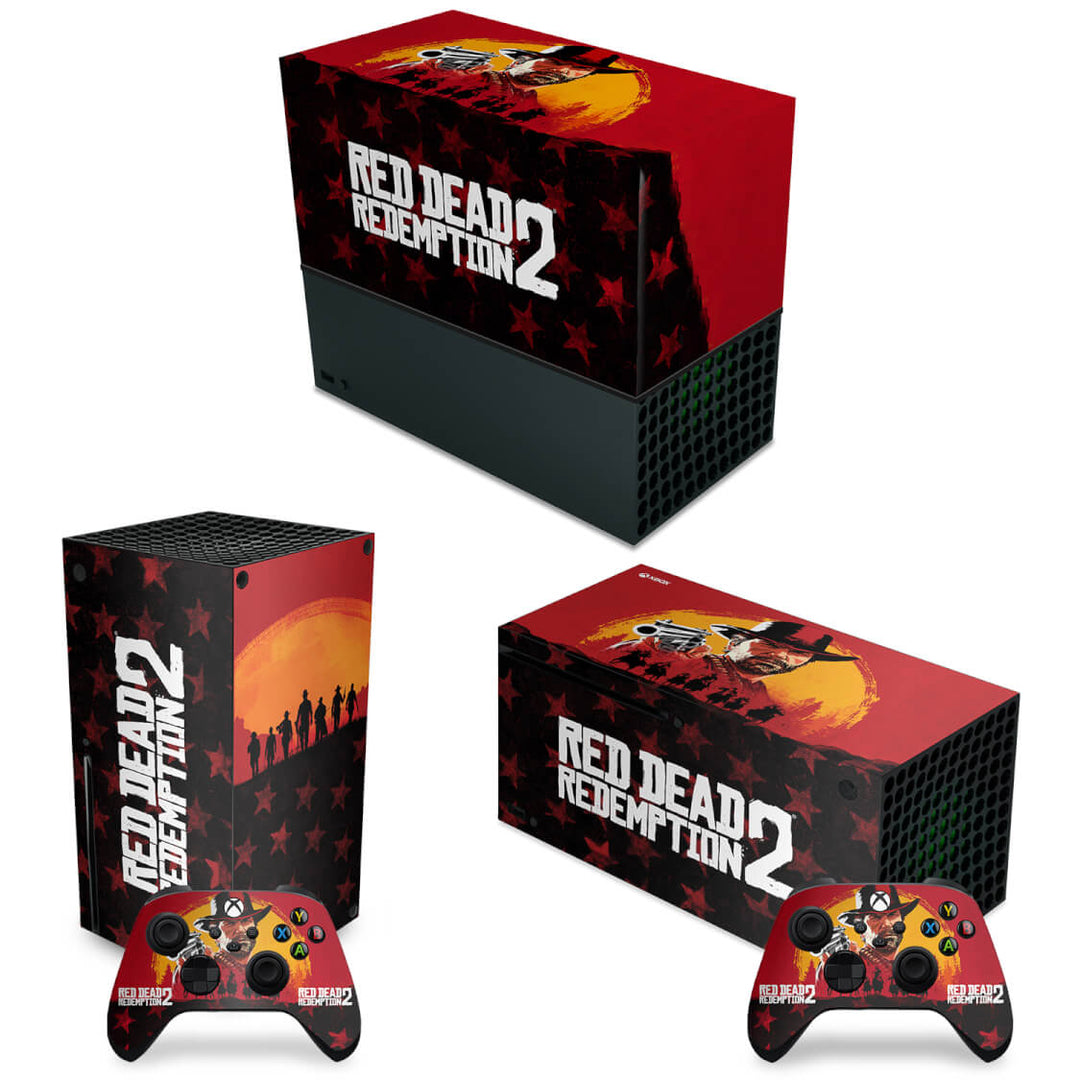 KIT Capa Anti Poeira e Skin Anti-Rage Xbox Series X Horizontal - Red Dead Redemption 2 - Pop Arte Skins
