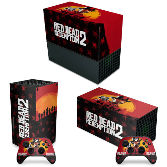KIT Xbox Series X Capa Anti Poeira e Skin Anti-Rage Horizontal - Red Dead Redemption 2