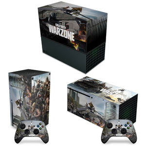 KIT Capa Anti Poeira e Skin Anti-Rage Xbox Series X Horizontal - Call of Duty Warzone - Pop Arte Skins