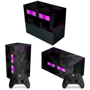 KIT Capa Anti Poeira e Skin Anti-Rage Xbox Series X Horizontal - Minecraft Enderman - Pop Arte Skins