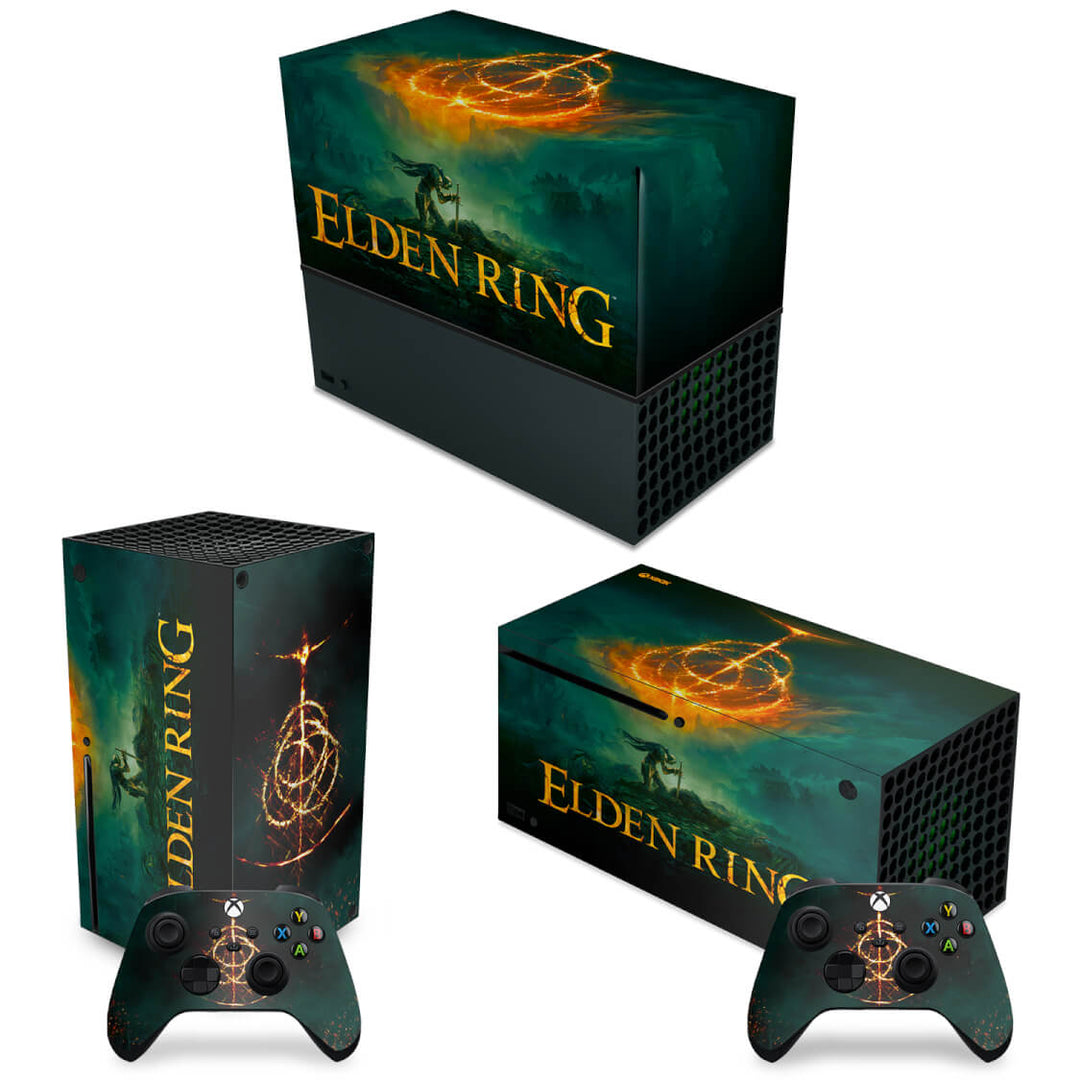 KIT Capa Anti Poeira e Skin Anti-Rage Xbox Series X Horizontal - Elden Ring - Pop Arte Skins