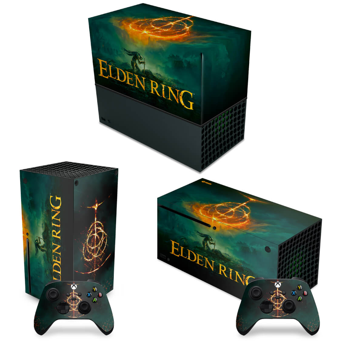 KIT Xbox Series X Capa Anti Poeira e Skin Anti-Rage Horizontal - Elden Ring