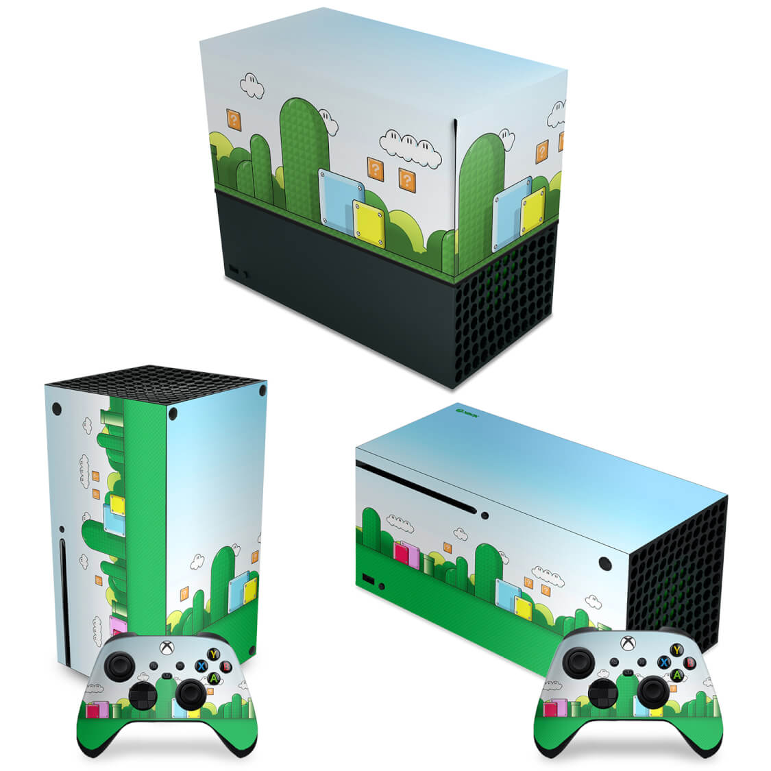 KIT Xbox Series X Capa Anti Poeira e Skin Anti-Rage Horizontal - Super Mario Bros