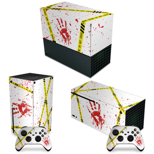 KIT Xbox Series X Capa Anti Poeira e Skin Anti-Rage Horizontal - Cena De Crime Scene