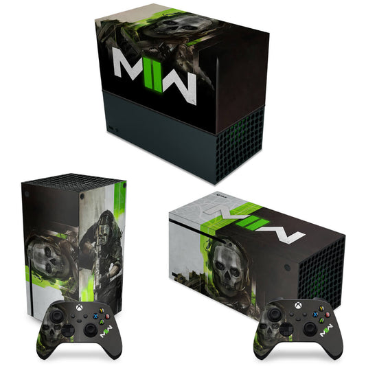 KIT Xbox Series X Capa Anti Poeira e Skin Anti-Rage Horizontal - Call Of Duty Modern Warfare II