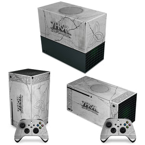 KIT Capa Anti Poeira e Skin Anti-Rage Xbox Series X Horizontal - Mjolnir Thor Amor e Trovão - Pop Arte Skins